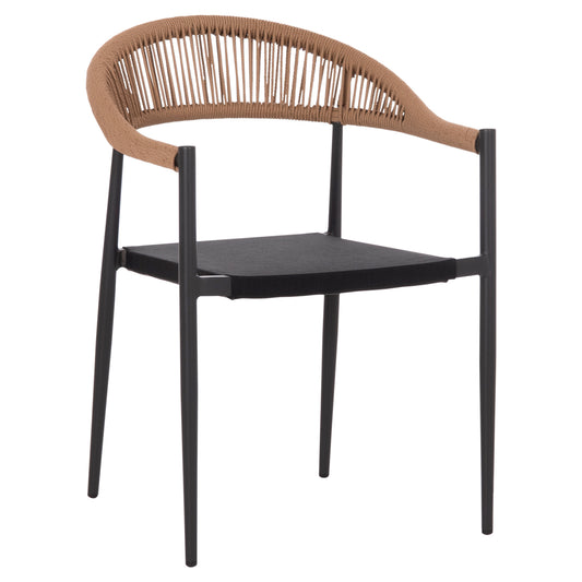 OUTDOOR DINING CHAIR BERG HM6284.02 ALUMINUM & TEXTILENE IN DARK GREY--P.E.TWISTED RATTAN 55x56x79Hcm. image 1