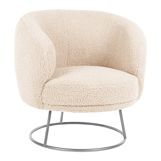 ARMCHAIR ARIEN HM8403.23 BOUCLE FABRIC IN WHITE-SILVER METAL BASE 78x75x84Hcm. image 1