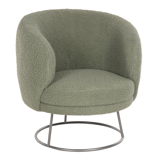 ARMCHAIR ARIEN HM8403.27 BOUCLE FABRIC IN PISTACHIO GREEN-SILVER METAL BASE 78x75x84Hcm. image 1