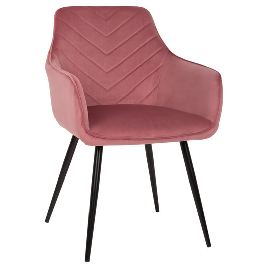 ARMCHAIR LATRELL HM8582.02 DUSTY PINK VELVET & BLACK METAL LEGS 55x57x84Hcm. image 1