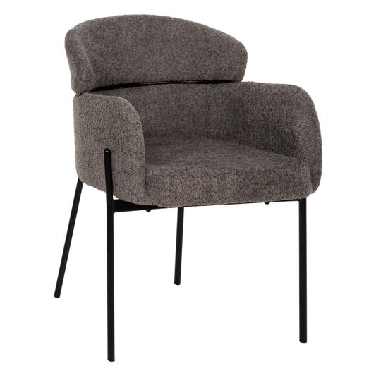 ARMCHAIR WOLF HM8583.01 GREY BOUCLE FABRIC-BLACK METAL LEGS 58x58x80Hcm. image 1