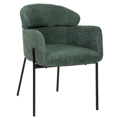ARMCHAIR WOLF HM8583.03 PETROL GREEN BOUCLE FABRIC-BLACK METAL LEGS 58x58x80Hcm. image 1