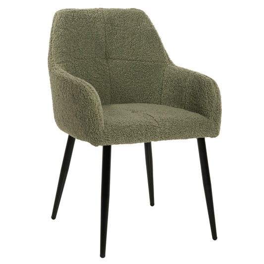 ARMCHAIR SHELLY HM8591.03 TEDDY FABRIC IN PISTACHIO GREEN-BLACK METAL LEGS 57x55x87Hcm. image 1