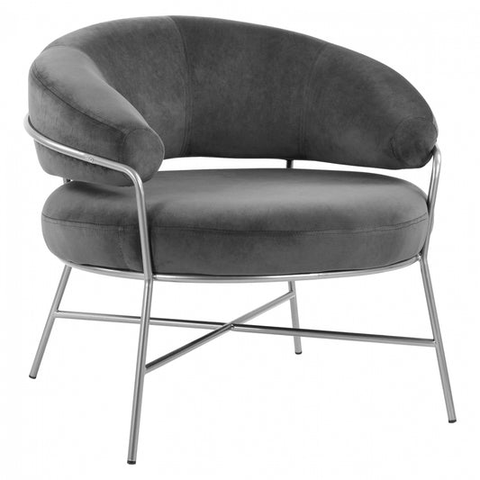 Armchair Trudi HM8639.01 Grey velvet with silver frame 83x75x76 cm. image 1