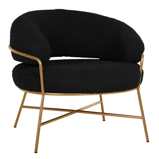 ARMCHAIR TRUDI HM8639.24 BLACK BOUCLE FABRIC AND GOLD METAL FRAME 84x79x76Hcm. image 1