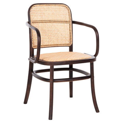 ARMCHAIR VAIANA HM8748 BEECH WOOD IN BROWN-RATTAN KNITTED IN NATURAL 55x55x90Hcm. image 1
