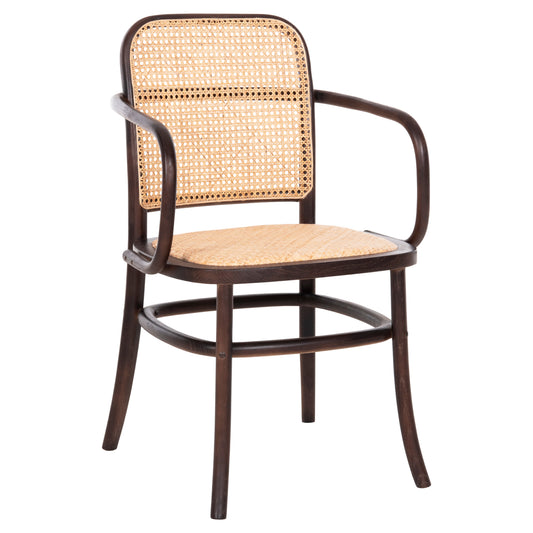 ARMCHAIR VAIANA HM8748 BEECH WOOD IN BROWN-RATTAN KNITTED IN NATURAL 55x55x90Hcm. image 1