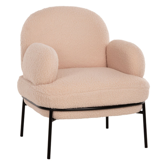 ARMCHAIR AGNES HM9525.20 ECRU BOUCLE FABRIC-BLACK METAL LEGS 74x71x83Hcm. image 1