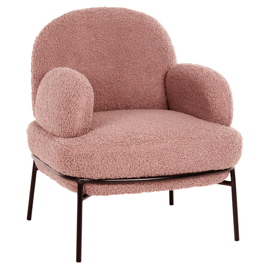 ARMCHAIR AGNES HM9525.22 DUSTY PINK BOUCLE FABRIC-BLACK METAL LEGS 74x71x83Hcm. image 1