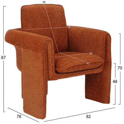 Модерно Оранжево Кресло с Метална Рамка 82x78x87Hcm