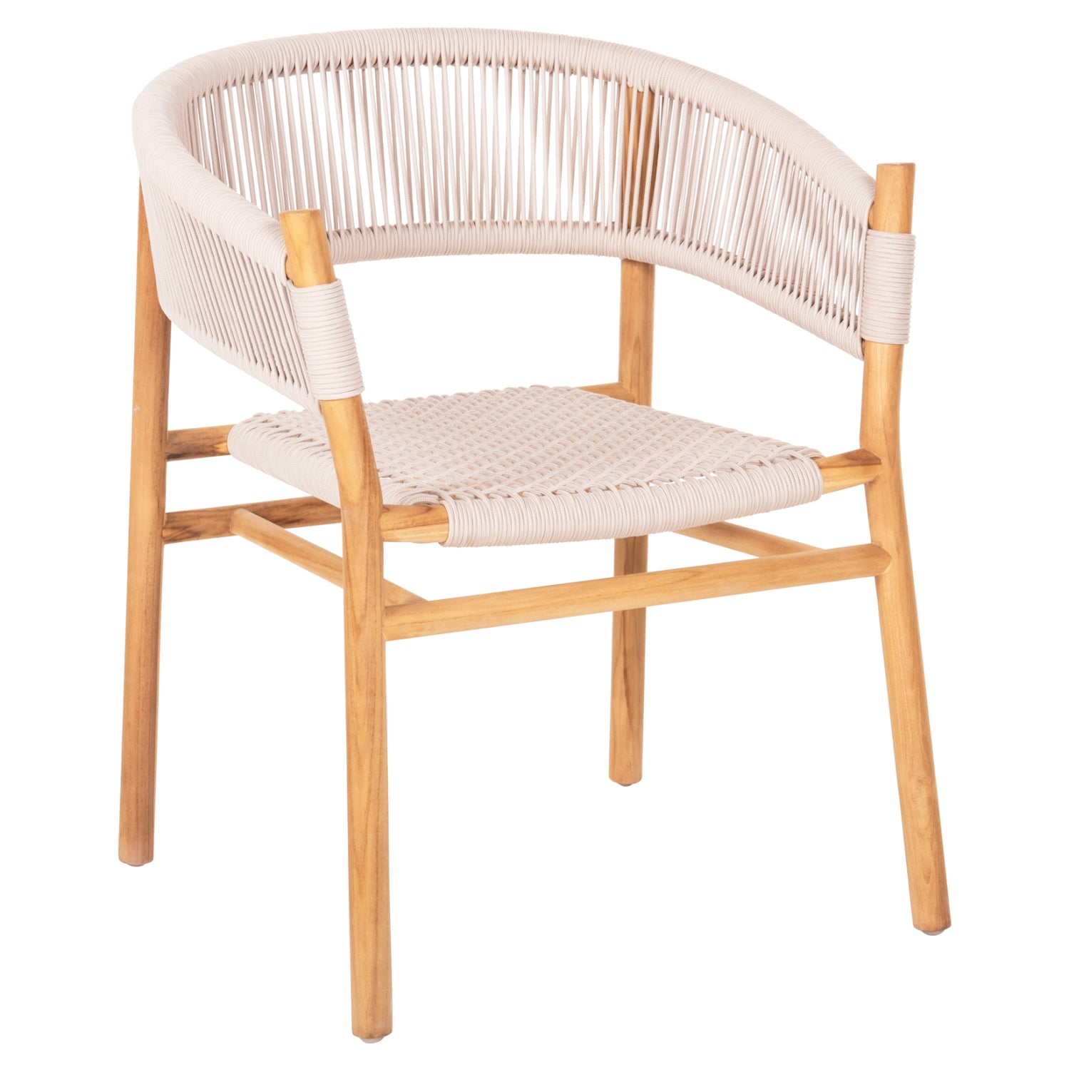 DINING ARMCHAIR IRVING HM9763 TEAK WOOD IN NATURAL COLOR AND BEIGE ROPE 60x55x78Hcm. image 1