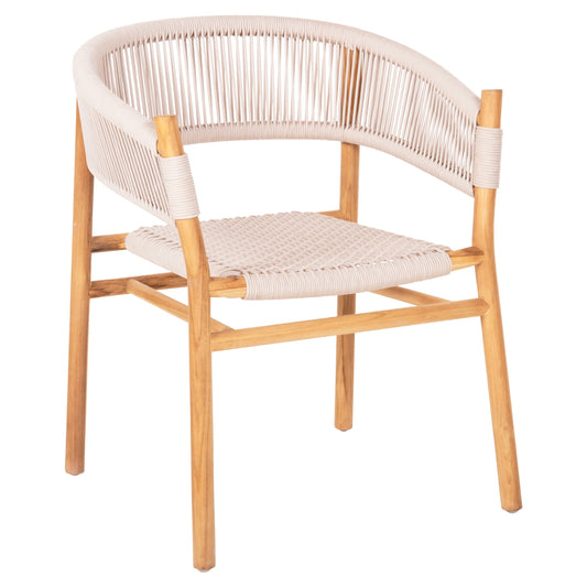 DINING ARMCHAIR IRVING HM9763 TEAK WOOD IN NATURAL COLOR AND BEIGE ROPE 60x55x78Hcm. image 1