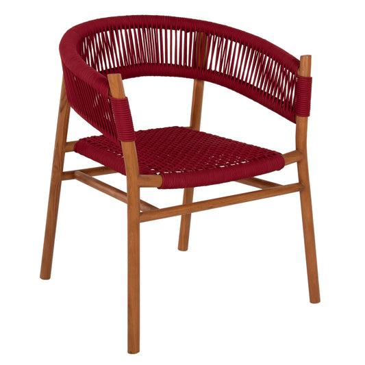 DINING ARMCHAIR IRVING HM9797 TEAK WOOD IN NATURAL COLOR AND BURGUNDY RED ROPE 60x55x75Hcm. image 1