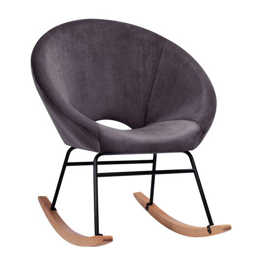 Rocker velvet armchair Paulina HM8399.01, grey, 76x86x76cm image 1