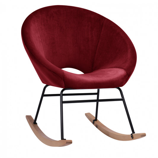 Rocker velvet armchair Paulina HM8399.06, Burgundy red 76x86x76 cm. image 1