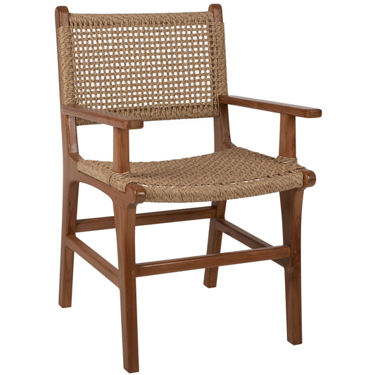 ARMCHAIR SOLID TEAK NATURAL COLOR KNITTED RATTAN ROPE 54Χ58Χ88Hcm.HM9385.01 image 1