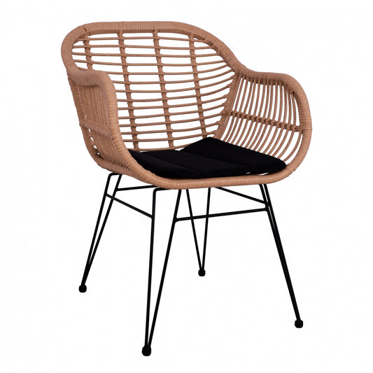Metallic Armchair with pillow Allegra HM5450 with wicker in beige color 57,5x59x81 cm image 1