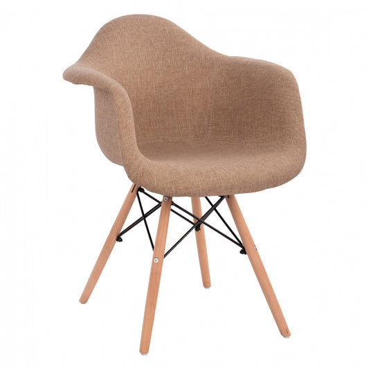 Armchair with wooden legs and beige fabric Mirto HM005.63 63x57x81 cm. image 1