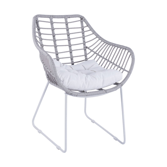 Metallic Armchair White matte & Grey Wicker HM5300.02 image 1