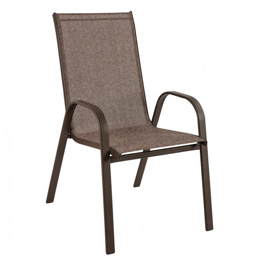OUTDOOR ARMCHAIR LEON HM5000.02 BROWN METAL FRAME-BROWN TEXTILENE 54x70x93Hcm. image 1