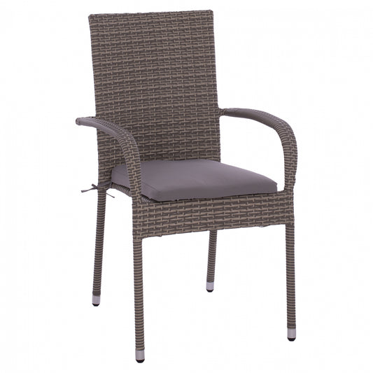 Armchair HM5685.01 Metallic with pillow Wicker grey 55x64x93cm image 1