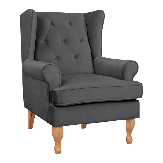 Armchair Grey Velvet Brandon 81x83x101 HM3073.11 image 1