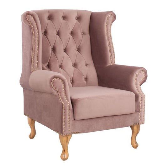 ARMCHAIR DUSTY PINK VELVET POLINA 83x75x107Hcm FB90053.05 image 1