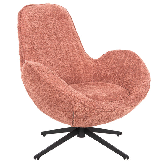 ARMCHAIR SWIVEL BRYNN HM9594.02 PINK BOUCLE FABRIC-BLACK METAL BASE 88x76x88Hcm. image 1