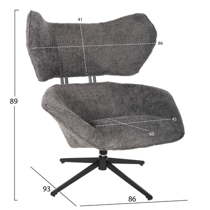 Въртящ Стол Bryll в Сиво с Метален Основен База 86x90x97Hcm