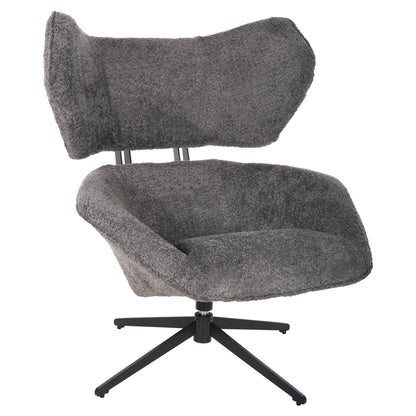 ARMCHAIR SWIVEL BRYLL HM9597.01 GREY BOUCLE-BLACK METAL BASE 86x90x97Hcm. image 1