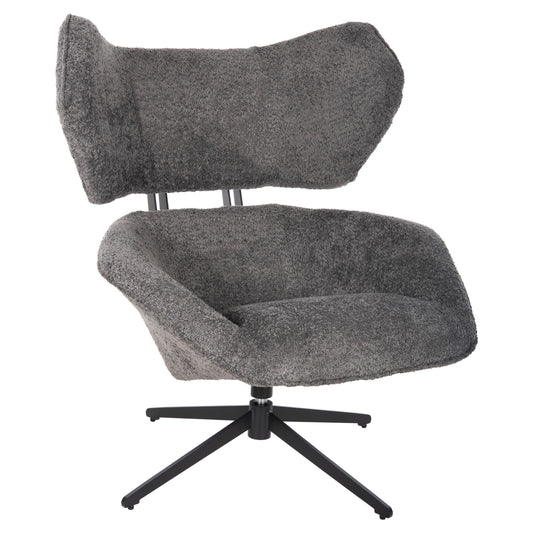 ARMCHAIR SWIVEL BRYLL HM9597.01 GREY BOUCLE-BLACK METAL BASE 86x90x97Hcm. image 1