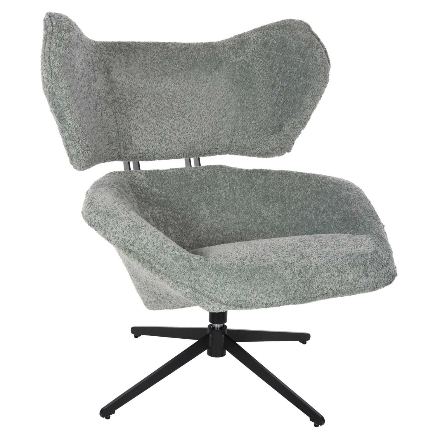ARMCHAIR SWIVEL BRYLL HM9597.05 PISTACHIO GREEN BOUCLE-BLACK METAL BASE 86x90x97Hcm. image 1