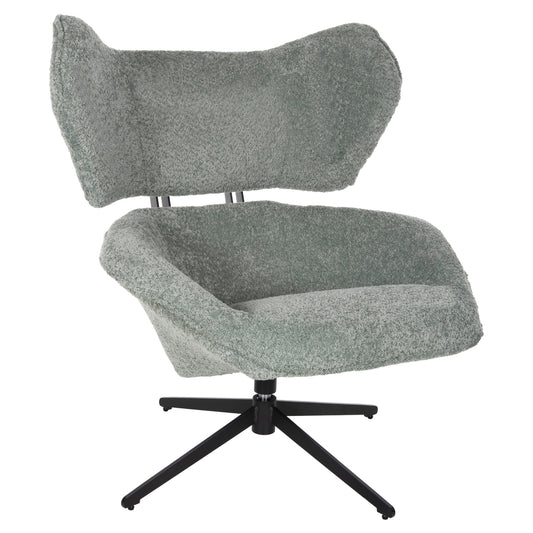 ARMCHAIR SWIVEL BRYLL HM9597.05 PISTACHIO GREEN BOUCLE-BLACK METAL BASE 86x90x97Hcm. image 1