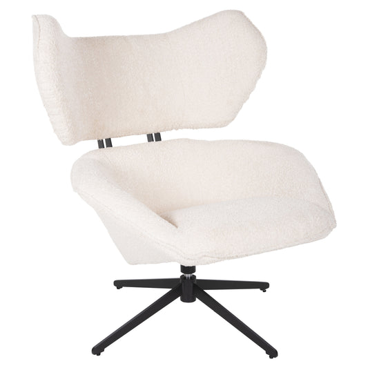 ARMCHAIR SWIVEL BRYLL HM9597.06 ECRU BOUCLE-BLACK METAL BASE 86x90x97Hcm. image 1