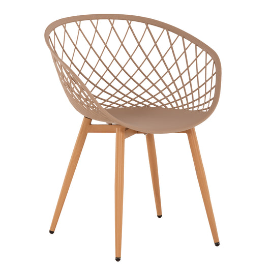 ARMCHAIR ARIADNE HM8001.13 CAPPUCCINO POLYPROPYLENE-METAL LEGS NATURAL WOOD COLOR 63x56x80Hcm. image 1