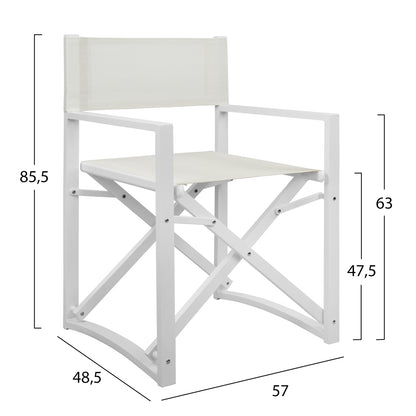 DIRECTOR'S CHAIR ALUMINUM DUPRE HM5094.02 WHITE COLOR 57x48,5x85.5Hcm.