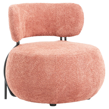 LOUNGE CHAIR ROUND KARSEN HM9598.02 PINK BOUCLE FABRIC 75x75x75H cm. image 1