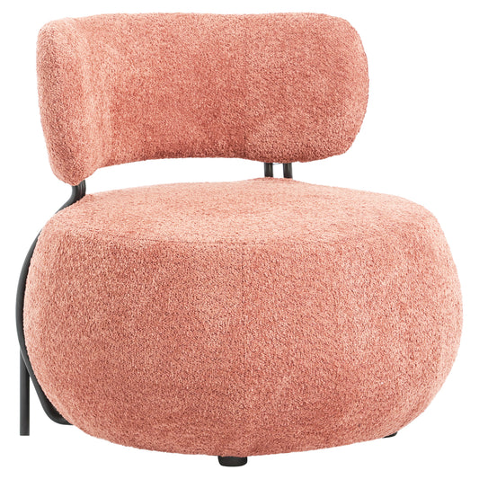 LOUNGE CHAIR ROUND KARSEN HM9598.02 PINK BOUCLE FABRIC 75x75x75H cm. image 1