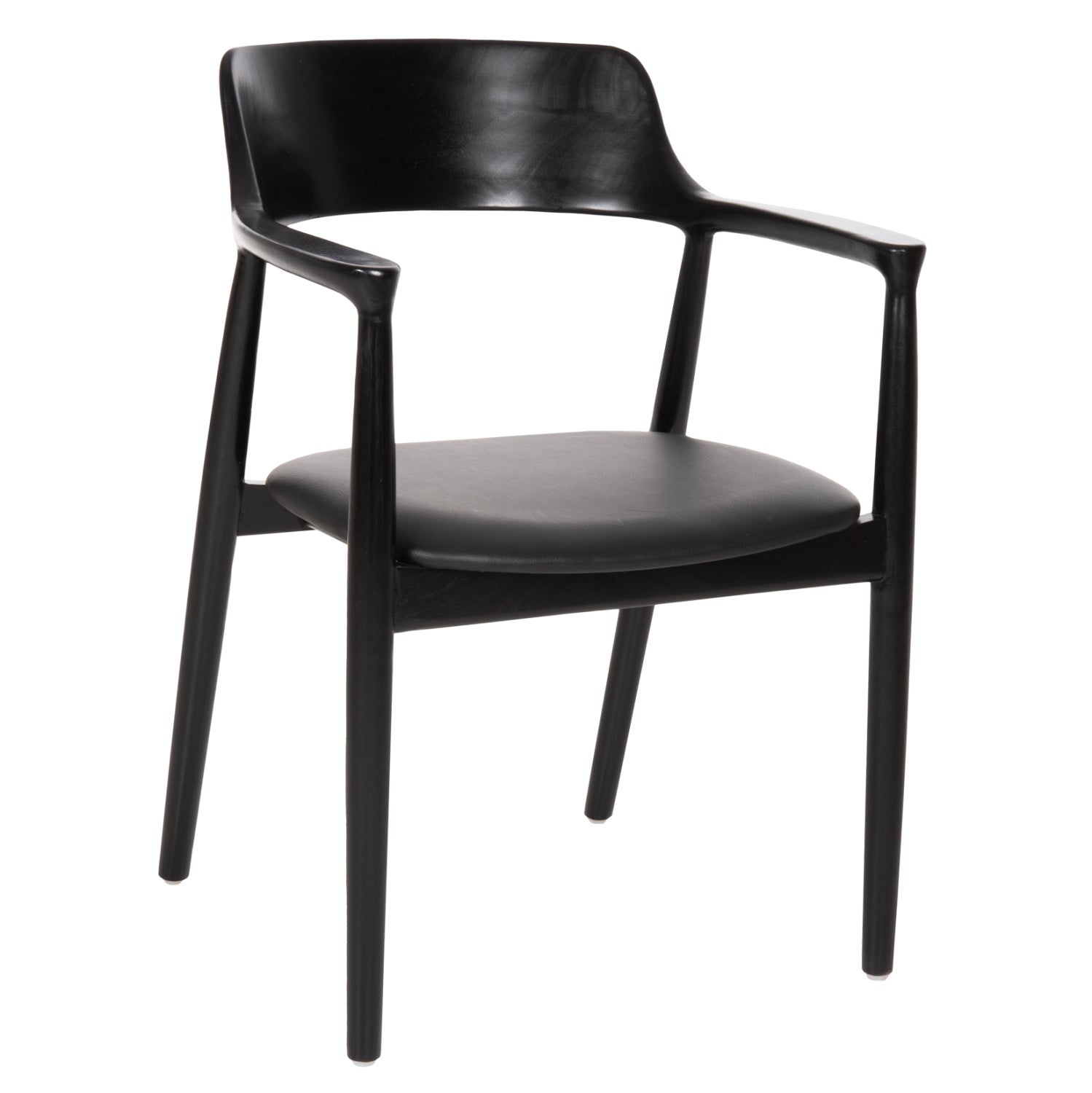 DINING ARMCHAIR KINGSLEY HM9634.02 MAHOGANY WOOD-BLACK VINYL 58x53x80Hcm. image 1