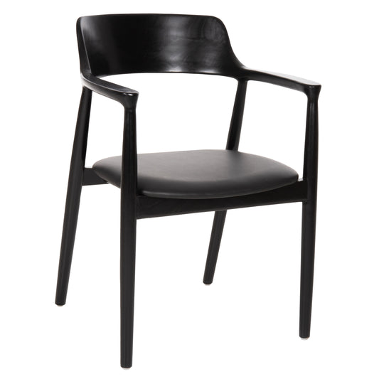 DINING ARMCHAIR KINGSLEY HM9634.02 MAHOGANY WOOD-BLACK VINYL 58x53x80Hcm. image 1