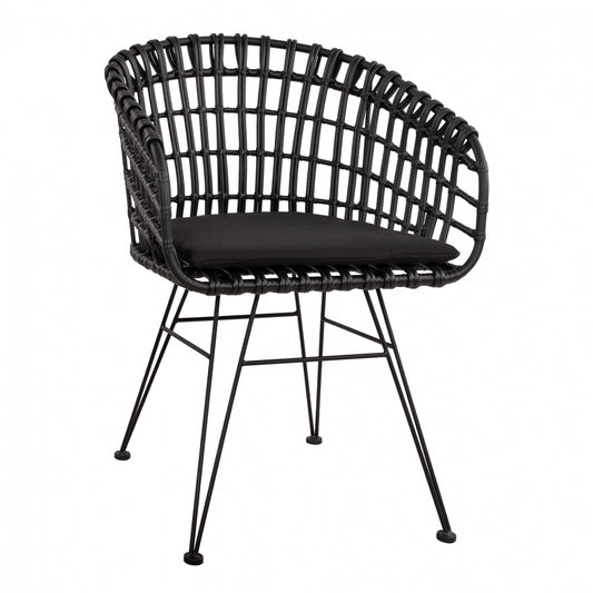 Armchair nest type metallic Allegra HM5456.02 Wicker Black 59x56.5x83cm image 1