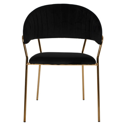 Кресло ТЕОДОР - Черен Плюш и Златна Рамка 55Χ50Χ82Hcm