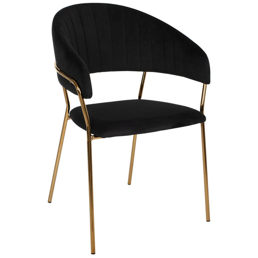ARMCHAIR THEODORE HM8520.04 BLACK VELVET AND GOLDEN FRAME 55Χ50Χ82Hcm. image 1