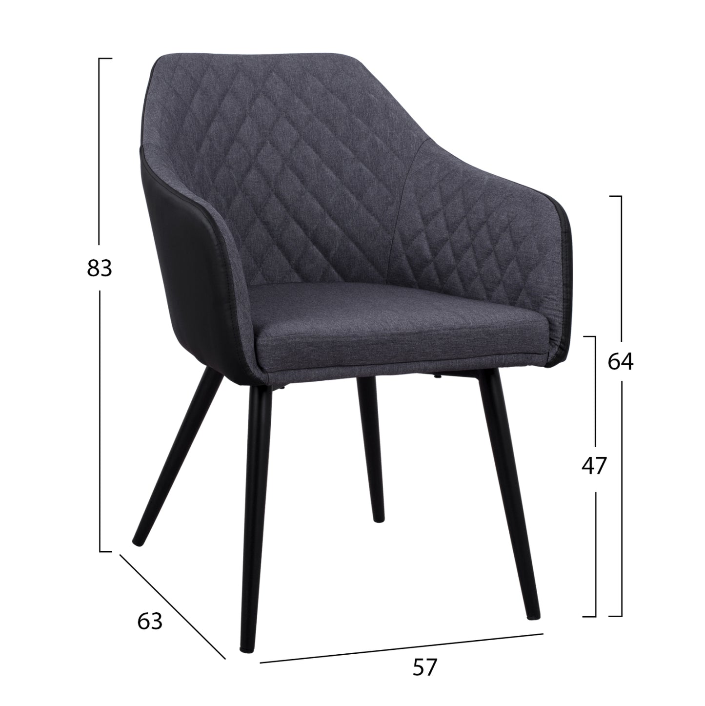Кресло Charles с Тъкан Тъмен Сив PU 57x63x83 см