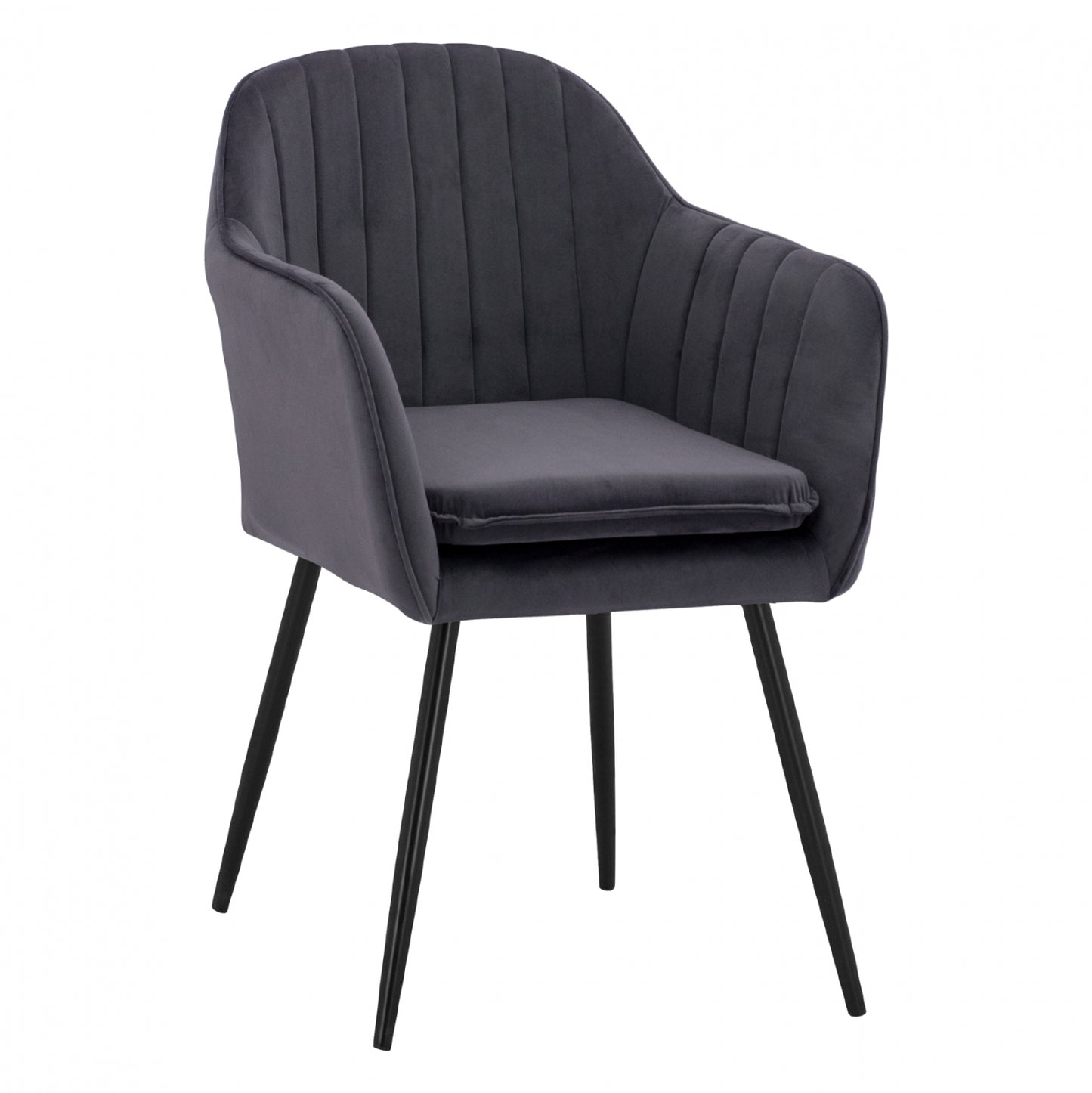 Armchair Sawyer Velvet Grey with black legs HM8523.11 53x60x76cm image 1