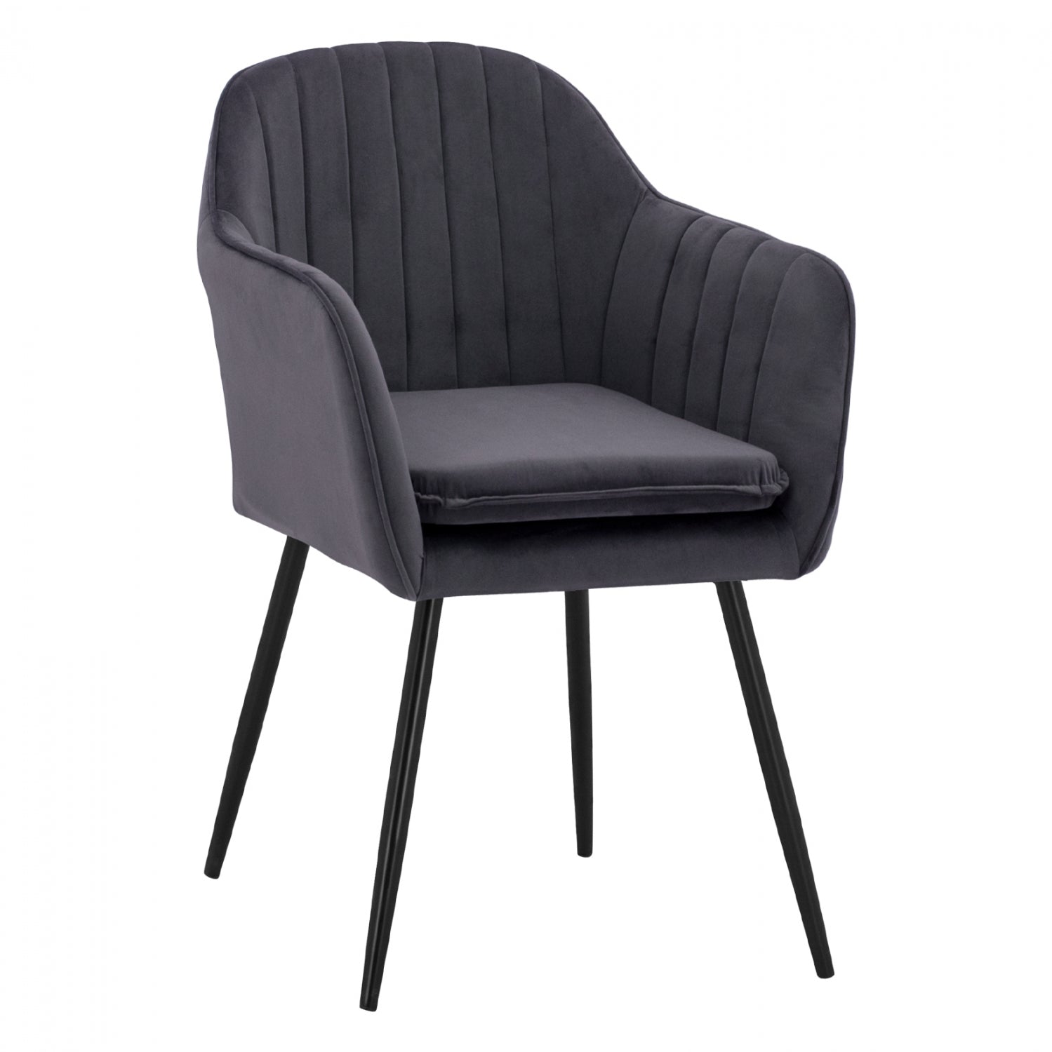 Armchair Sawyer Velvet Grey with black legs HM8523.11 53x60x76cm image 1