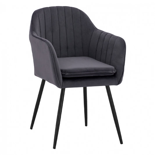 Armchair Sawyer Velvet Grey with black legs HM8523.11 53x60x76cm image 1