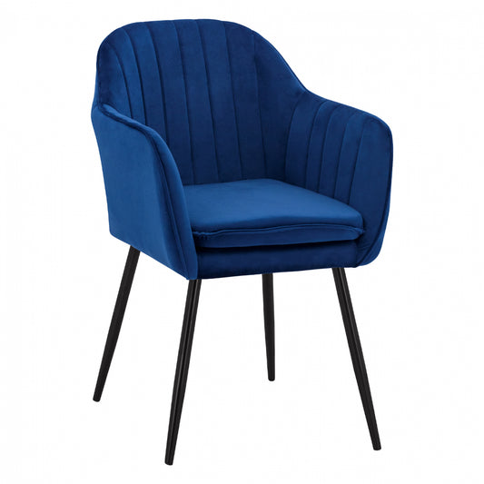Armchair Sawyer Velvet Blue with black legs HM8523.18 53x60x76cm image 1