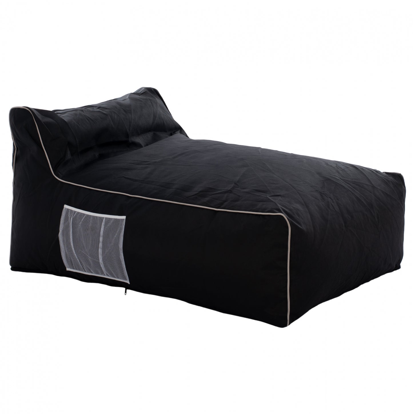 ΠΟΥΦ ZAFER HM5772.02 ΜΕ TEXTILINE ΜΑΥΡΟ ΚΑΙ ΛΕΥΚΟ ΡΕΛΙ 88x128x40-60Υ εκ. image 1