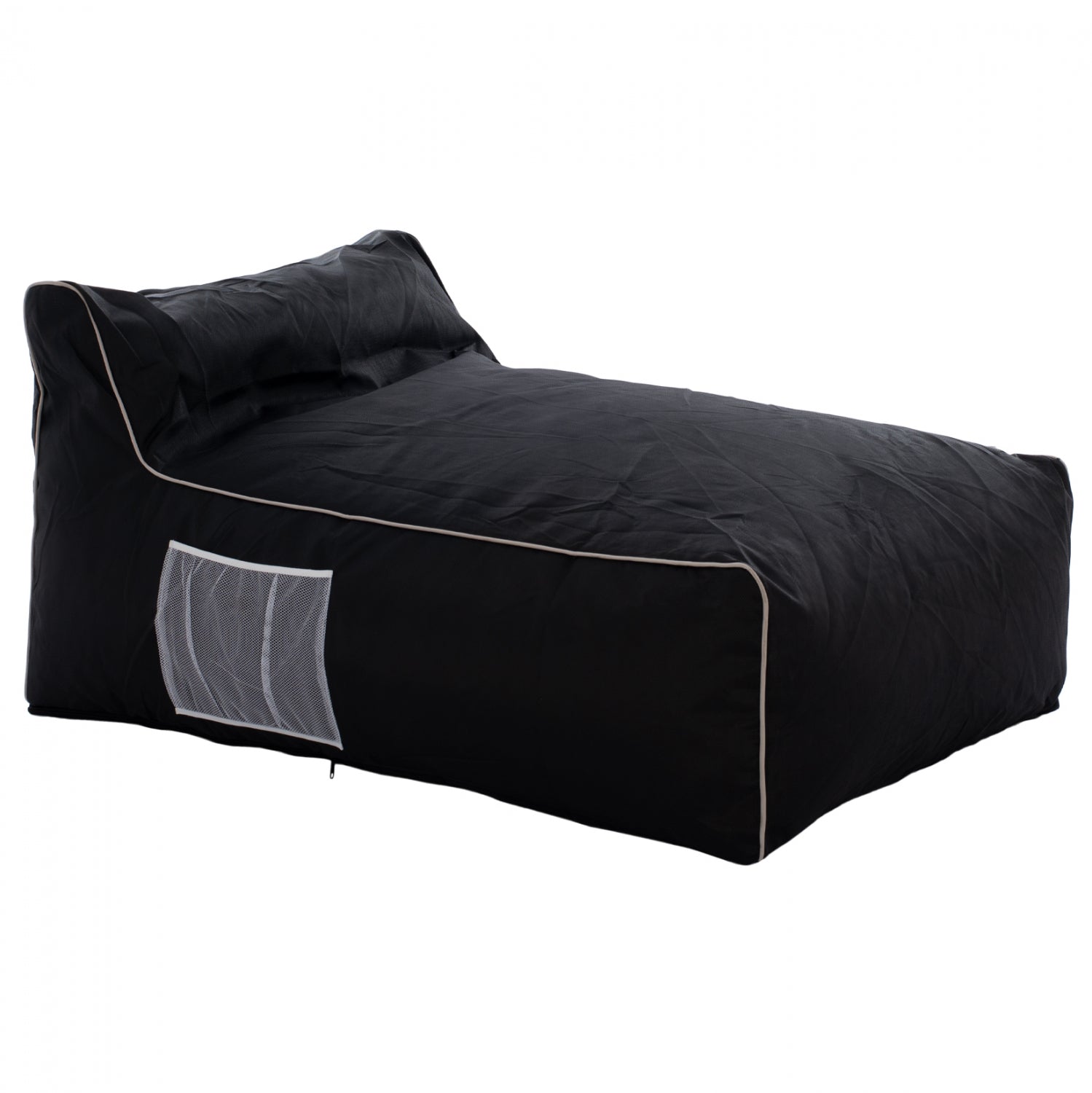ΠΟΥΦ ZAFER HM5772.02 ΜΕ TEXTILINE ΜΑΥΡΟ ΚΑΙ ΛΕΥΚΟ ΡΕΛΙ 88x128x40-60Υ εκ. image 1